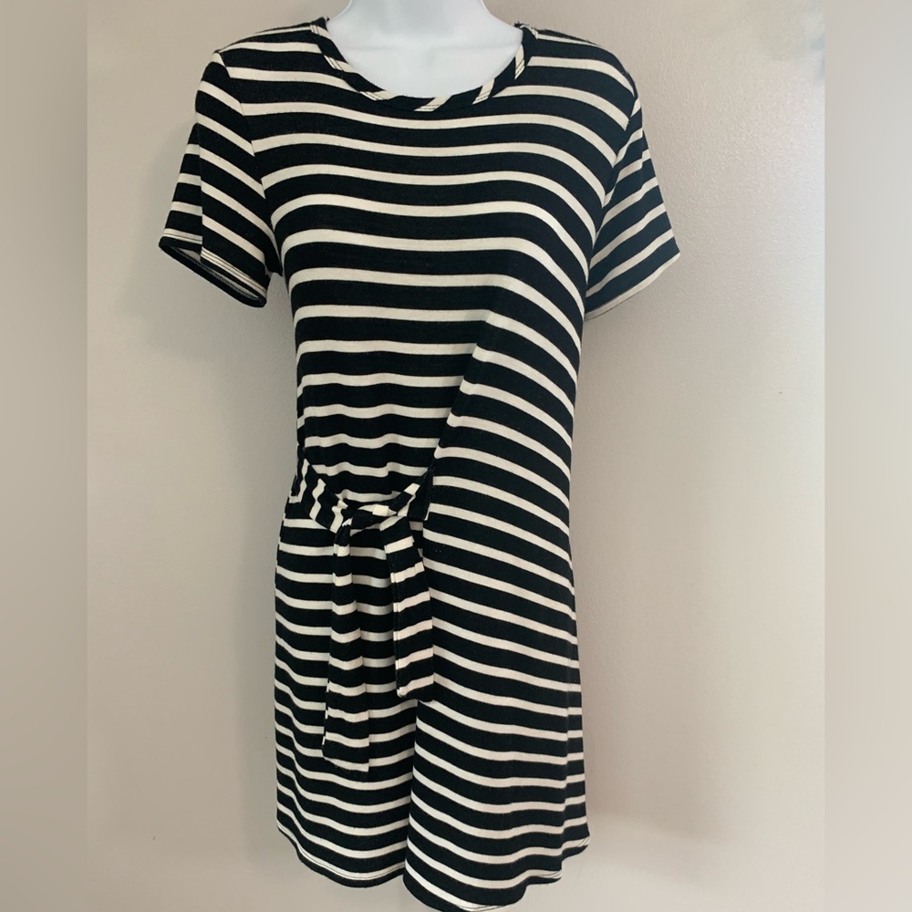 Moa Moa Black and White Tie Front Mini Dress